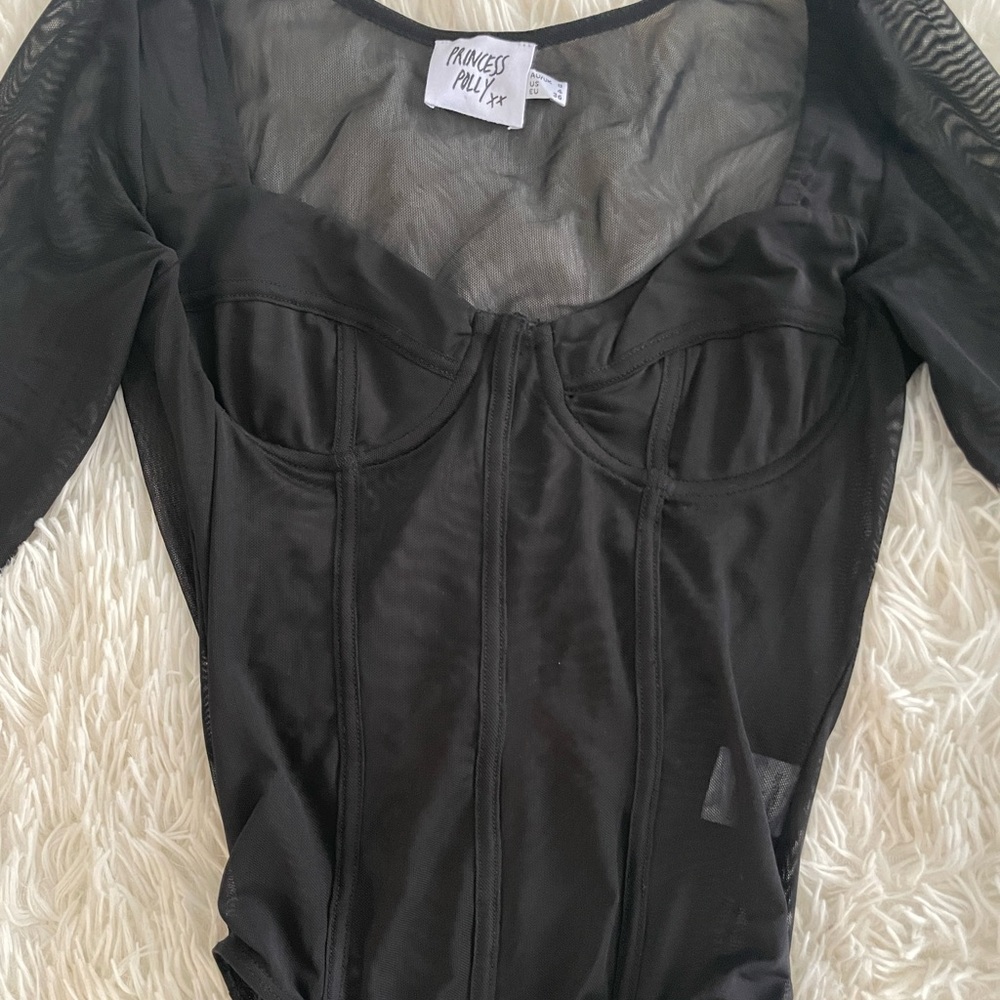 Princess Polly mesh long sleeve bodysuit size small - Picture 3 of 6